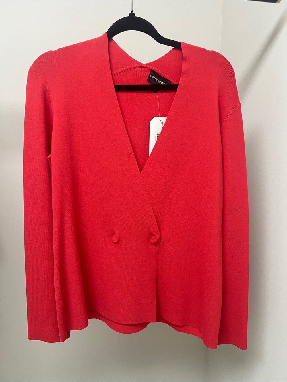 Emporio Armani Bright Red V-Neck Double-Button Blazer